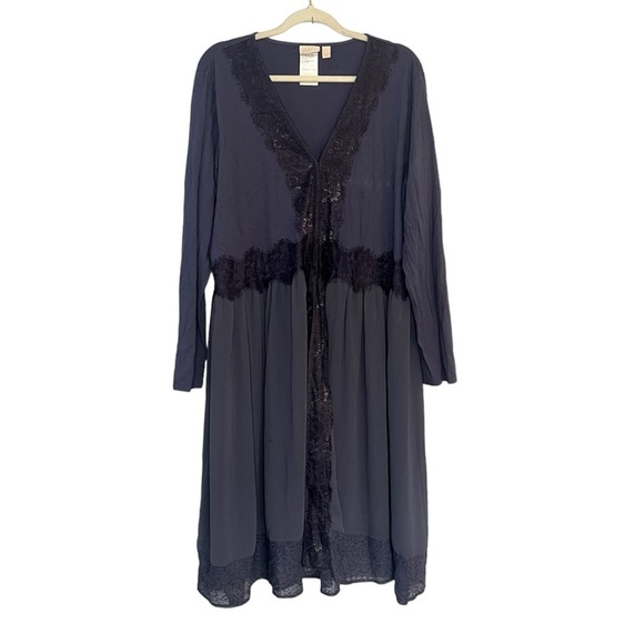 LOGO Lavish Lace Duster Cardigan Dress Robe Cotton/Modal XL - Picture 1 of 8